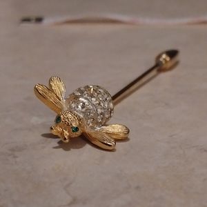 vintage rhinestone bee stick pin